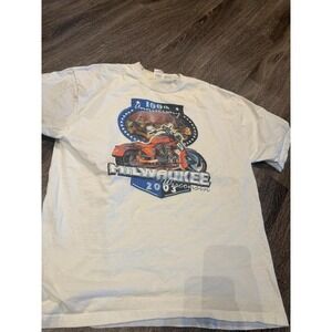Vintage 2003 Milwaukee Wisconsin 100th Anniversary Biker T-Shirt Cream XL